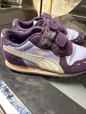 Puma Kids Lavender and Dark Purple Velcro Sneakers